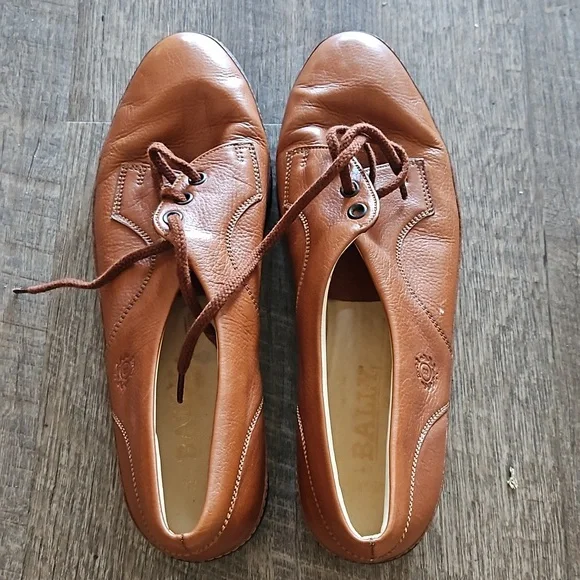 BALLY MEN\'S  CASUAL LEATHER SHOES, COLOR BROWN, SIZE 8.5. Bally BALLY Size 8.5 Brown Antique Leather Wingtip Lace Up  main image 3
